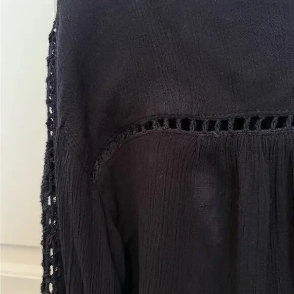 Free People Women’s Black Button Down Longsleeve Top Size XS Oversized Layer - Picture 9 of 9